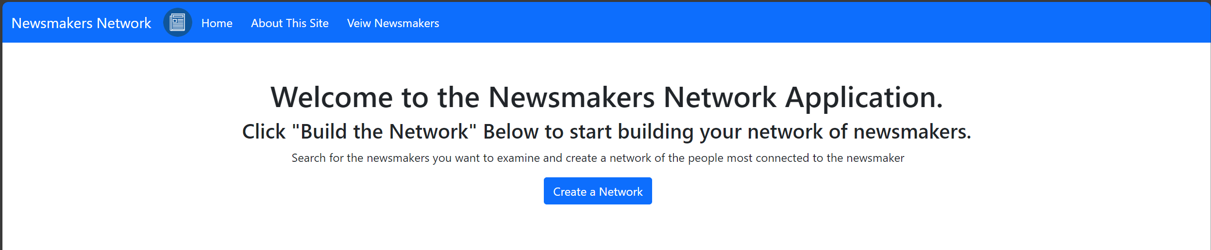 Landing Page for the network Application